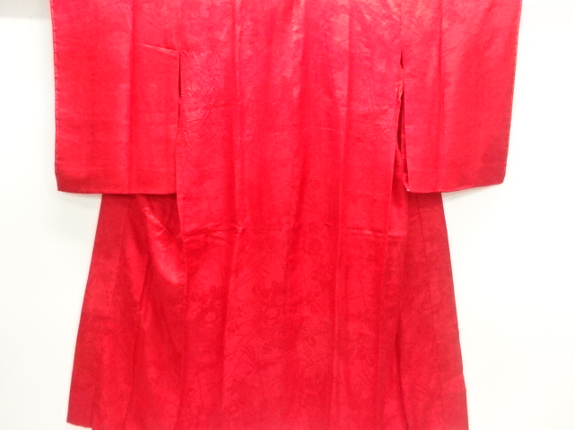 アンティーク　綸子花薬玉模様織り出し長襦袢